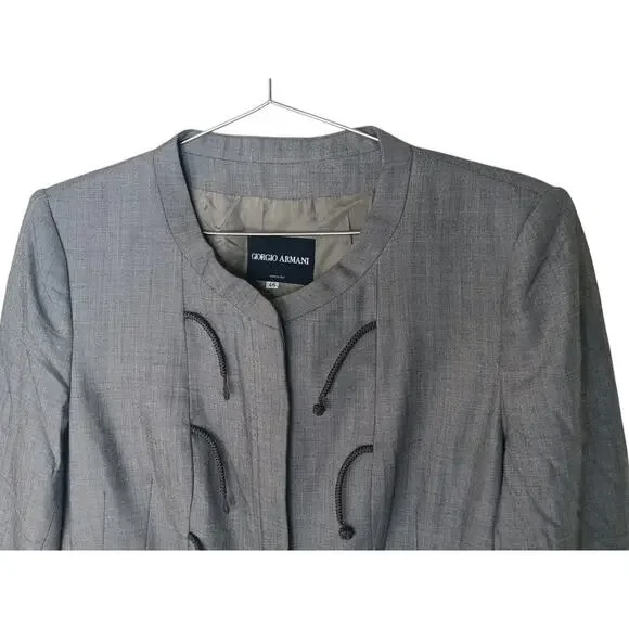 Giorgio Armani Gray Wool Silk Blend Jacket Blazer Size 46 (US 12) Made in Italy - Picture 6 of 16